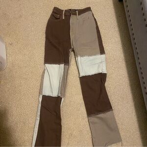 Hollister Brown and Tan Patchwork Jeans